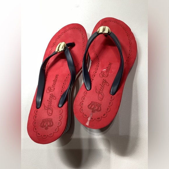 Juicy Couture Laney Wedge Striped Apple Charm Slip On Y2K Size 8 - Picture 9 of 11